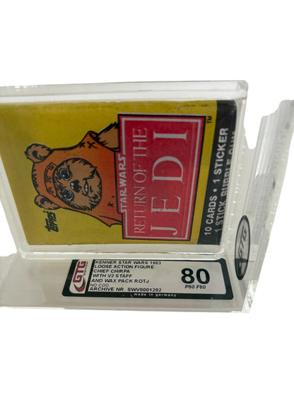 [GTG] (STAR WARS VINTAGE) CHIEF CHIRPA WITH TOPPS STICKER PACKAGE